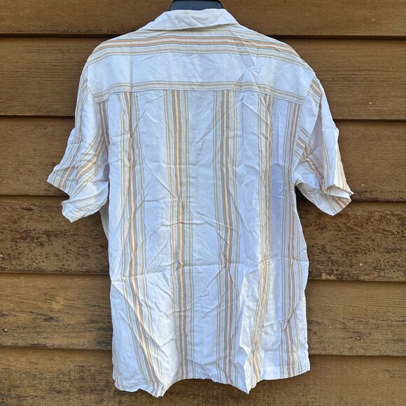 Vintage Tommy Bahama Yellow Pin Striped Silk Button Down Shirt Size XL - Picture 8 of 14